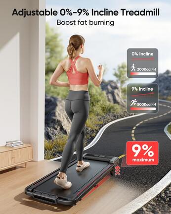 Topoture 4 In 1 Foldable Walking Pad Treadmill with Incline and Handle Bar