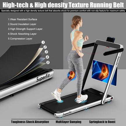 Goplus 2 in 1 Folding Treadmill, Under Desk Electric Treadmill, Installation-Free with Remote Control, APP Control and LED Display, Walking Jogging for Home Office