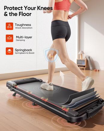 Topoture 4 In 1 Foldable Walking Pad Treadmill with Incline and Handle Bar