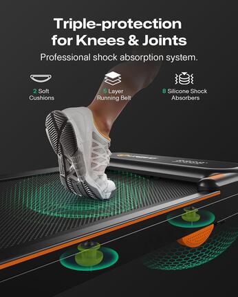 UREVO Smart 2-in-1 Folding Treadmill, Compact Walking Pad with Safety Handle, Plug and Play, Dual LED Display