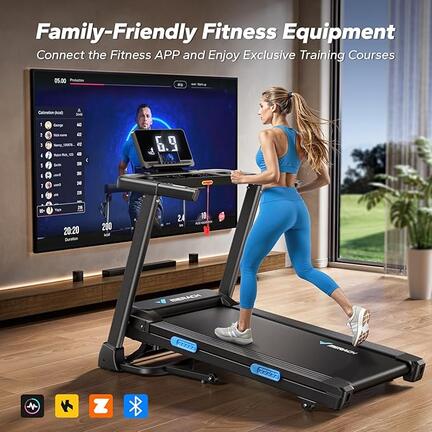 MERACH Foldable Treadmill with Incline, 7.5MPH Quiet Treadmills for Home, Heart Rate Monitoring, 300LBS Capacity