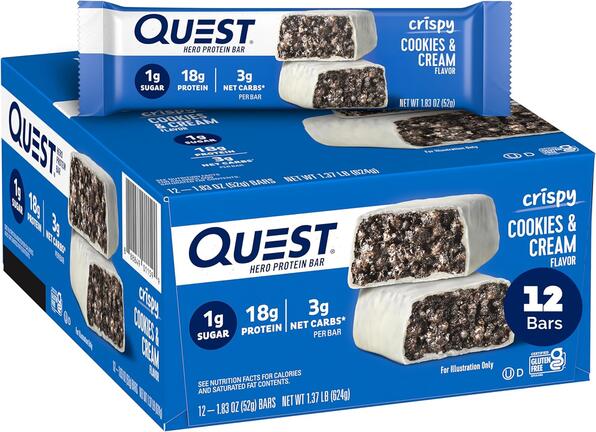 Popular Quest Crispy Protein Bar - Cookies and Cream Flavor